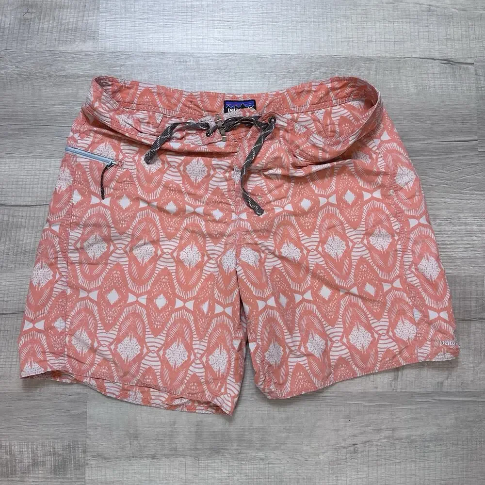 Patagonia Men’s Board Shorts Size 36 Wavefarer Orange Batik Design 8